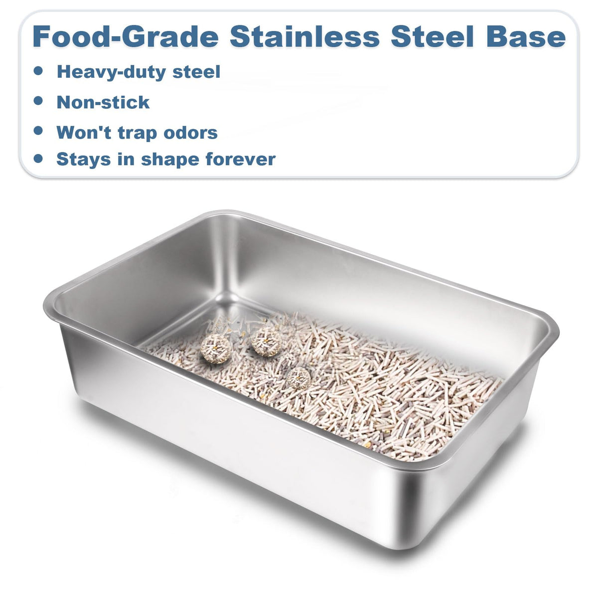 XL Stainless Steel Cat Litter Box with Lid L441443