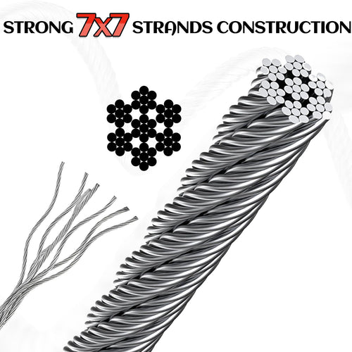 1/8 Inch Stainless Steel Cable 100FT 7x7 Strand Core O1175