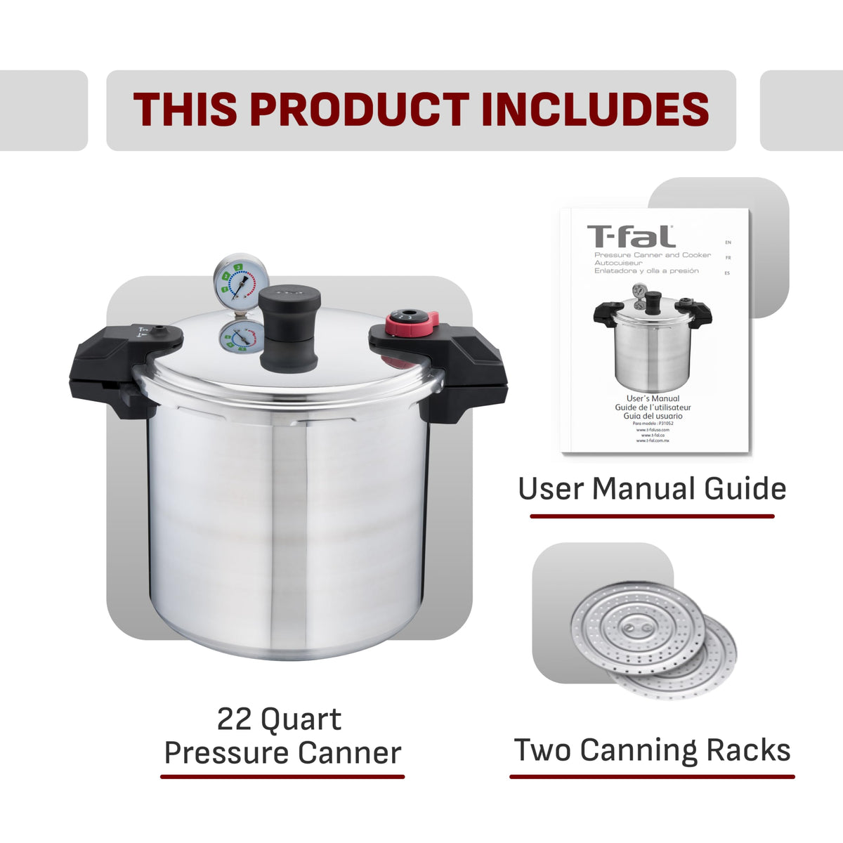22-Quart Aluminum Pressure Canner with Racks T39079