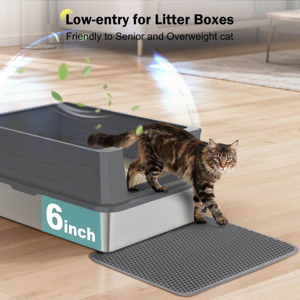Stainless Steel Extra Large Cat Litter Box with High Sided Lid and Litter Scoop F500