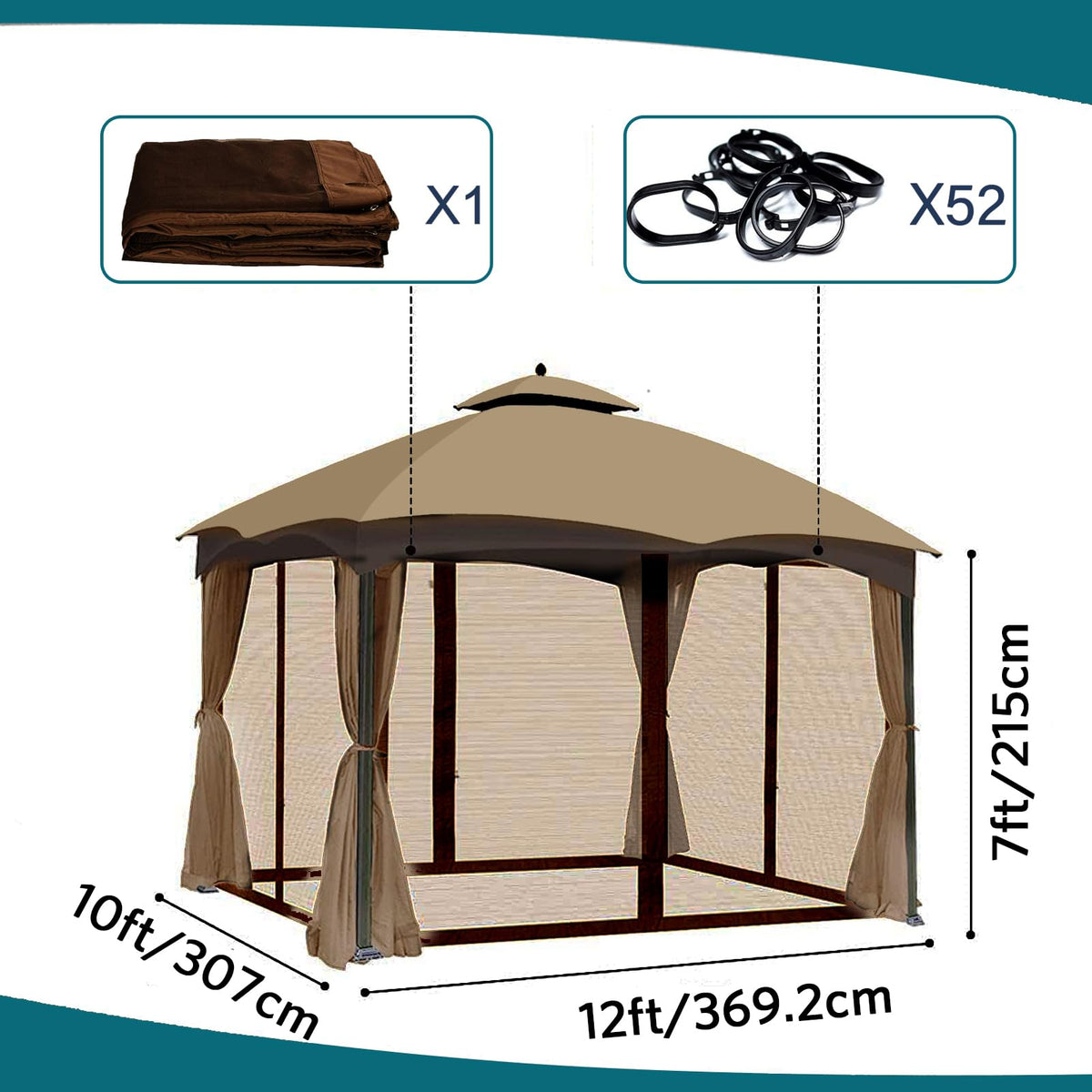 Brown 4-Panel Mosquito Netting T863