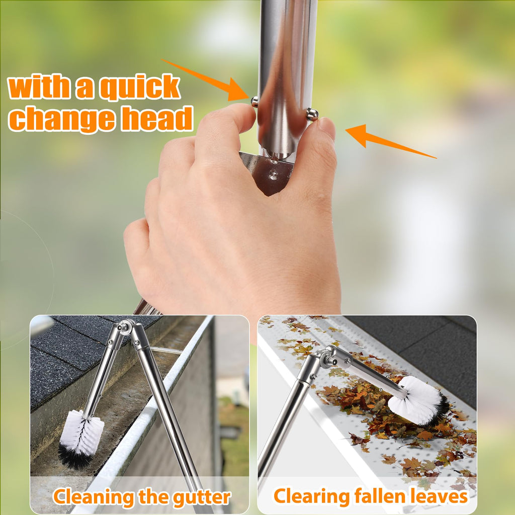 6.4FT Gutter Cleaning Tools with Extension Pole & Brush Q457