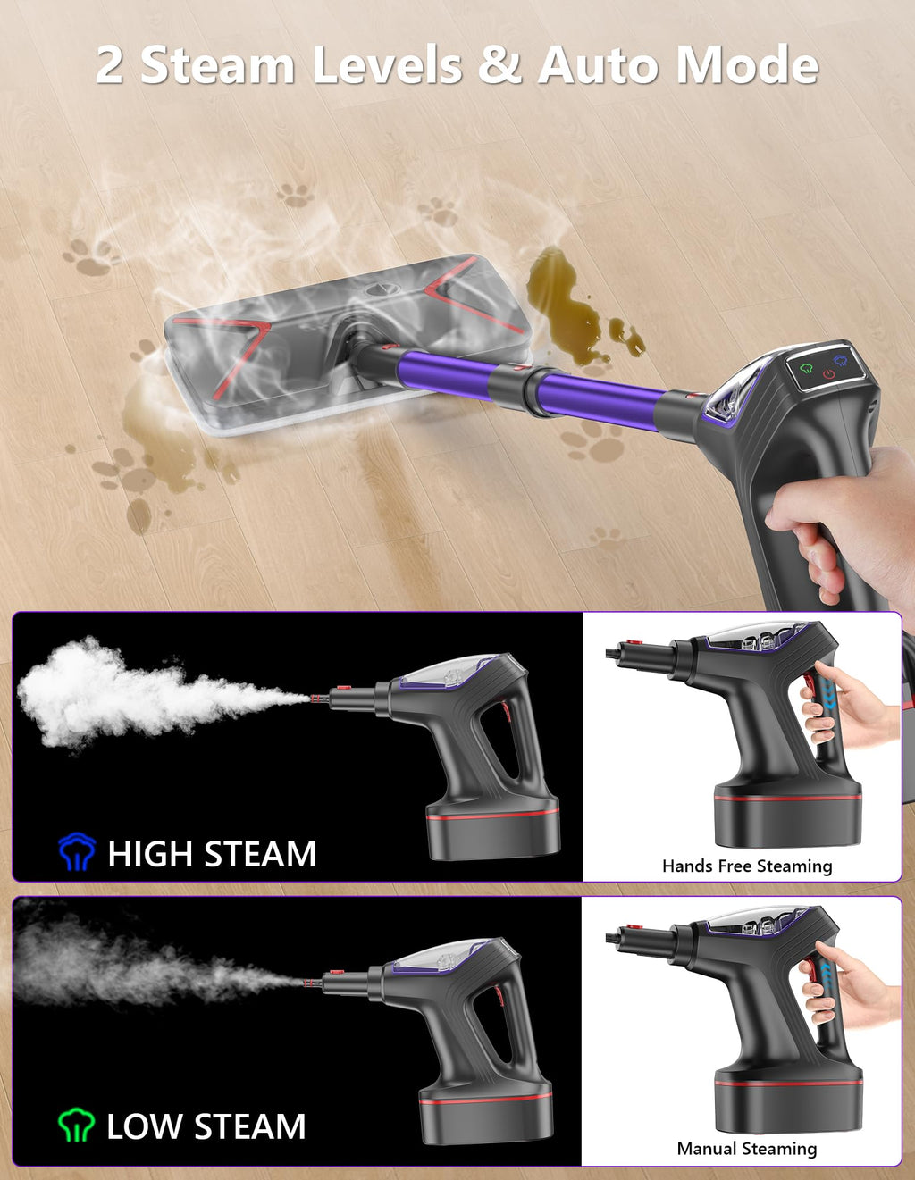 Heavy Duty All-in-One Steam Mop with Detachable Handheld Steamer O941