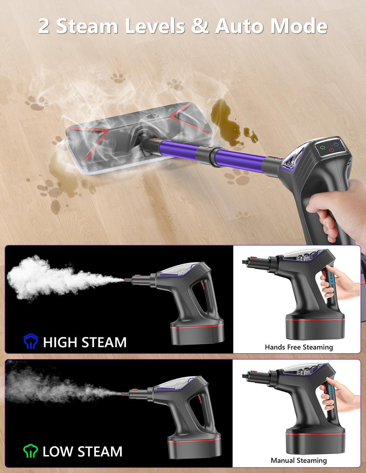 Heavy Duty All-in-One Steam Mop with Detachable Handheld Steamer O941