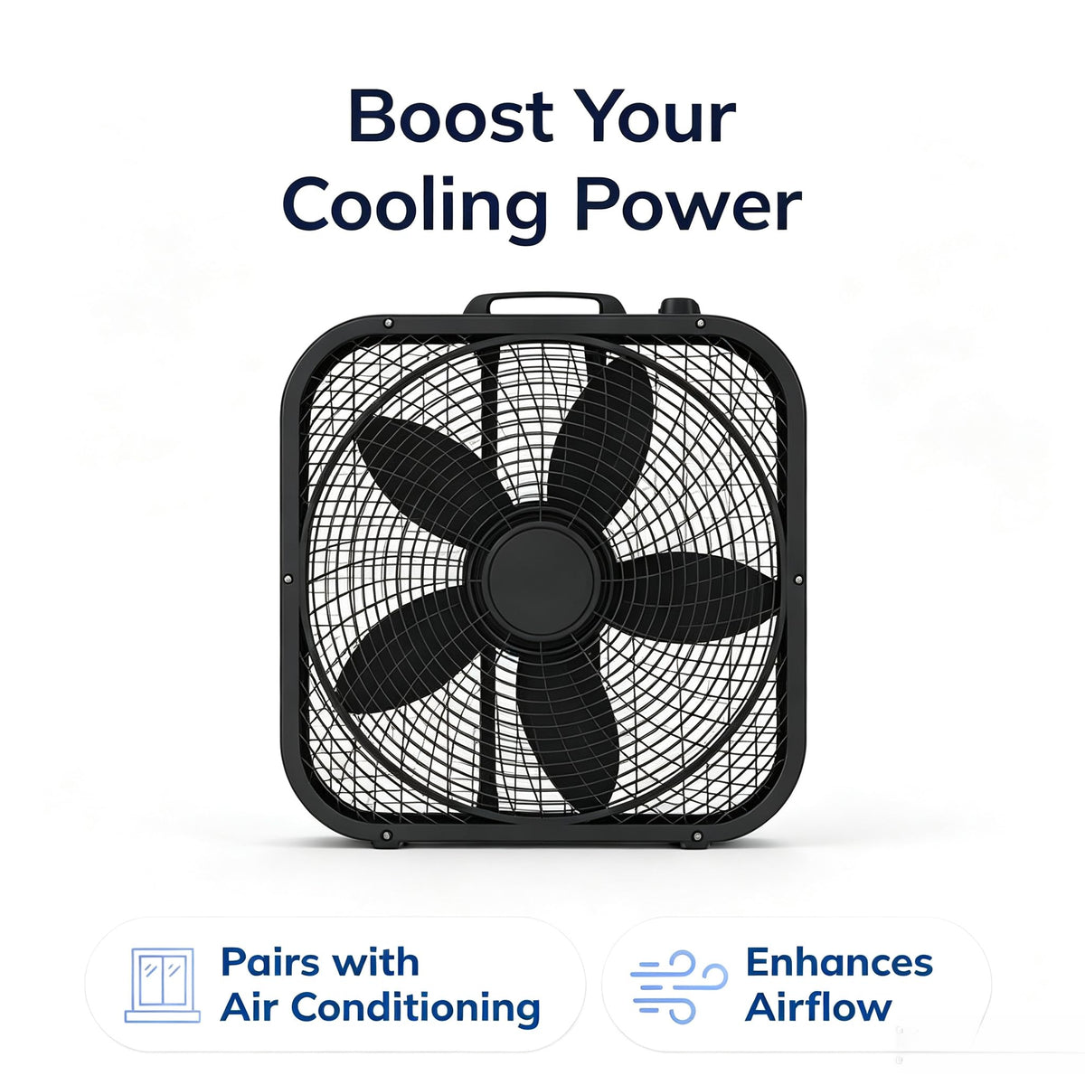 20 Inch Black 3-Speed Box Fan with Handle K408