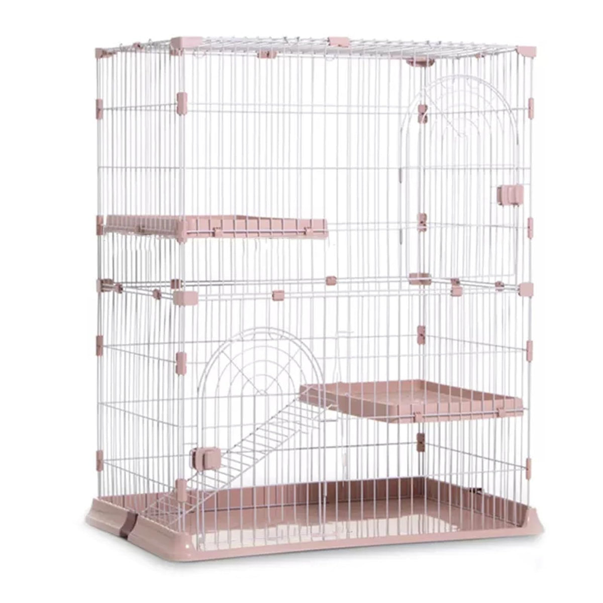 3/4-Tier Cat Cage Playpen with 3 Platforms, 3 Doors & 2 Ramps F970692