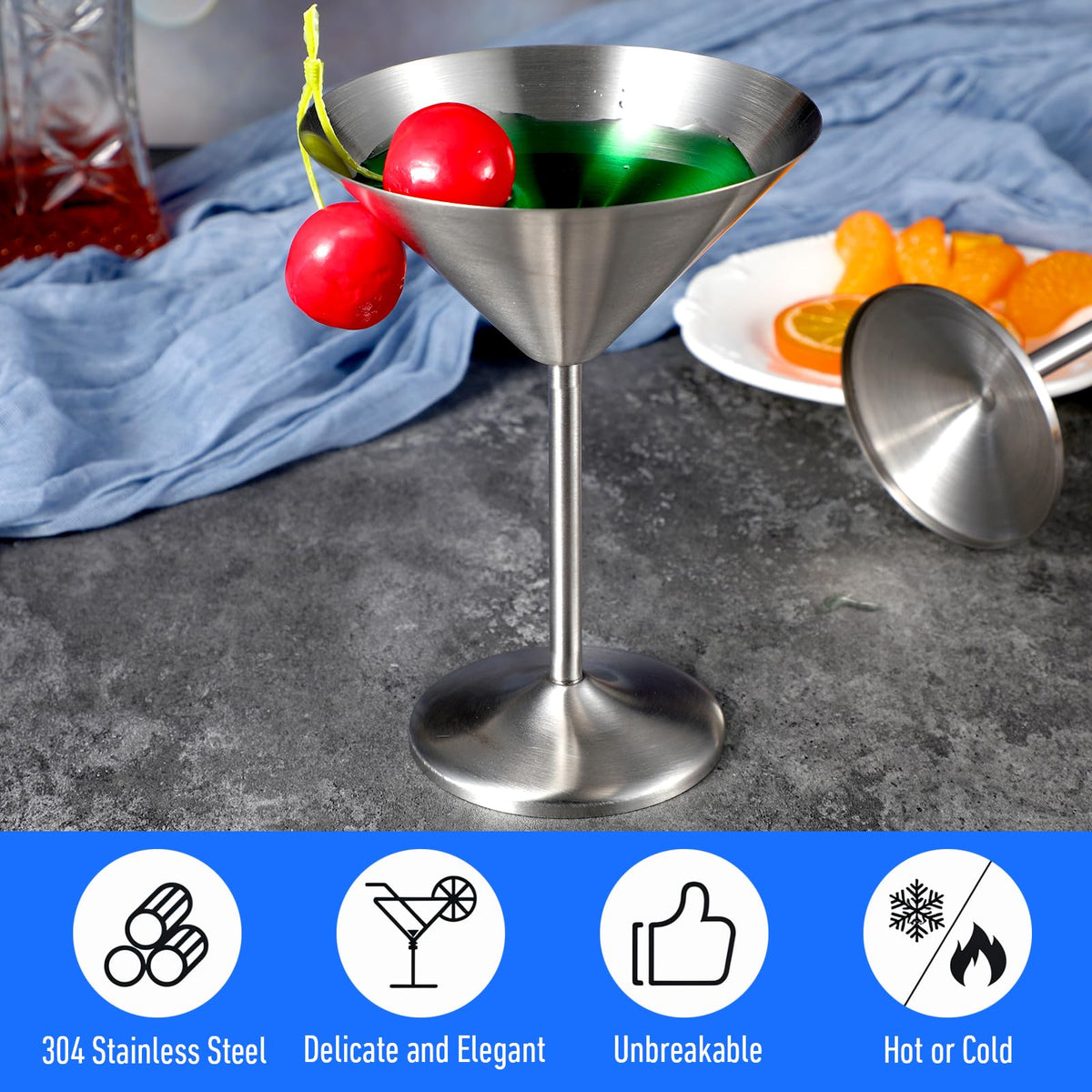 4-Pack Stainless Steel Martini Glasses 8.5oz L722