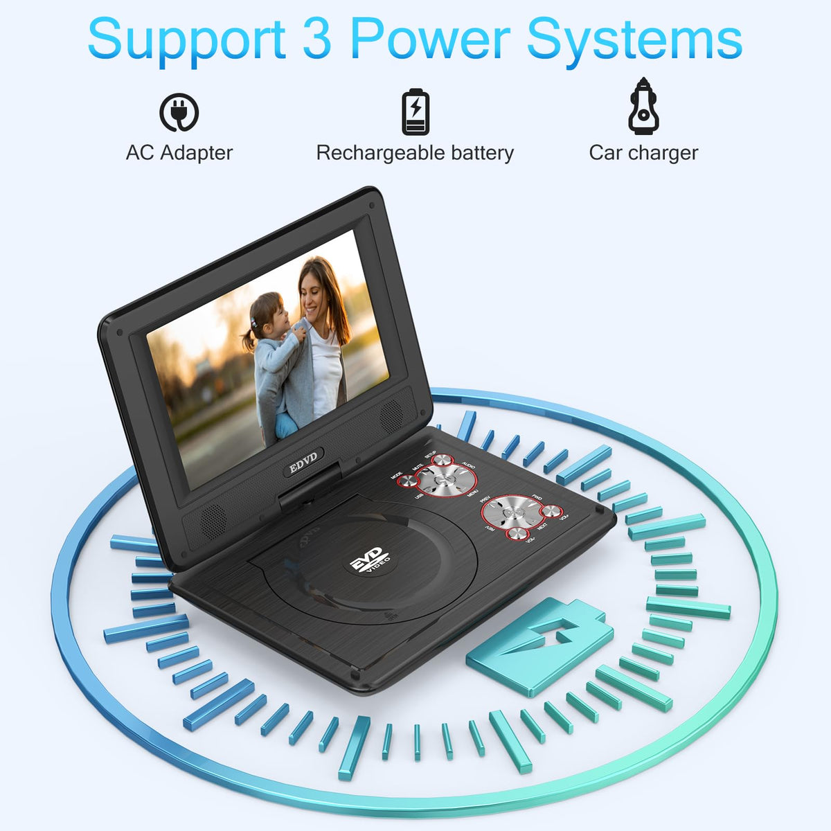 11.5" Portable DVD Player with 9.5" Swivel Screen N56203