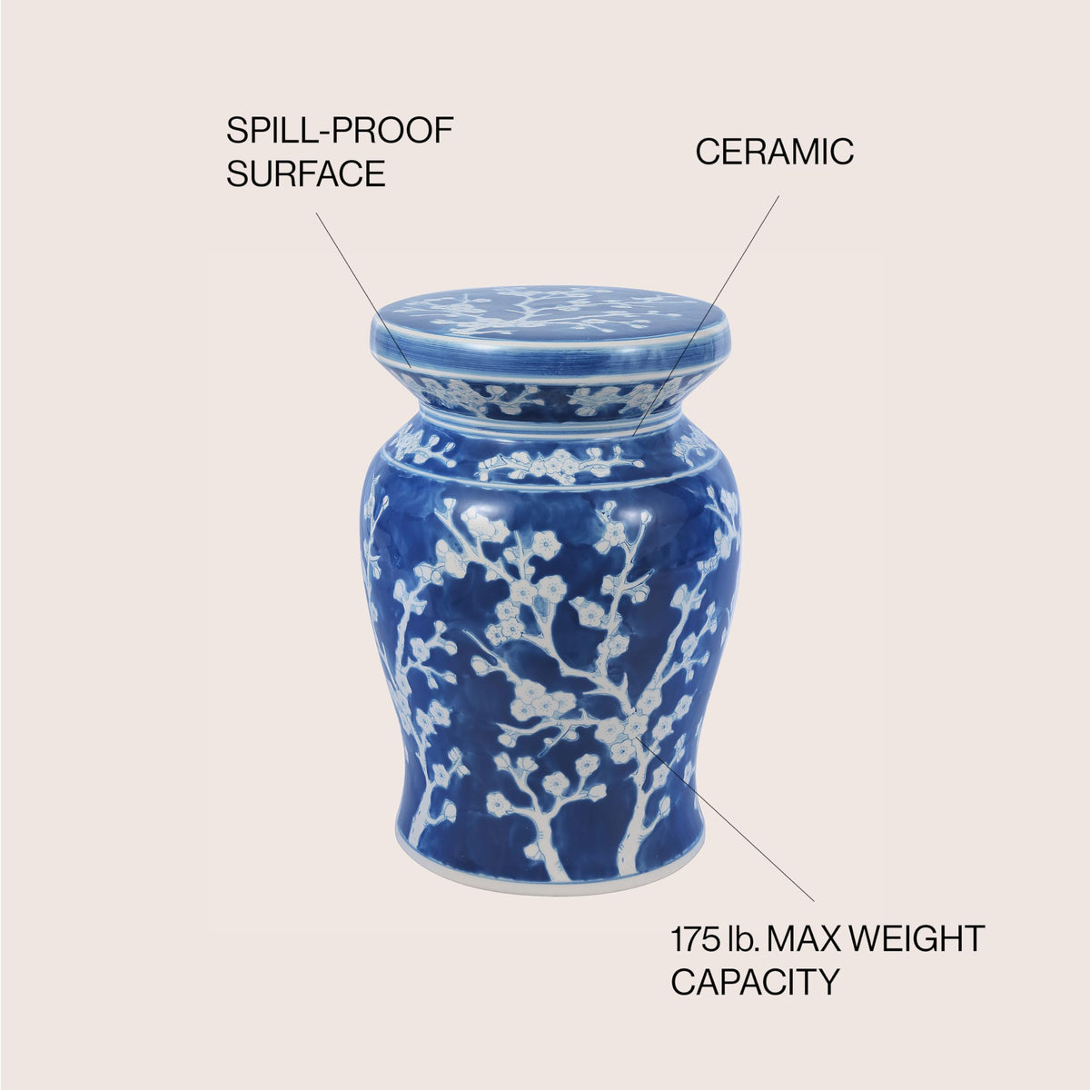 Ceramic Garden Stool 18" Side Table A16312