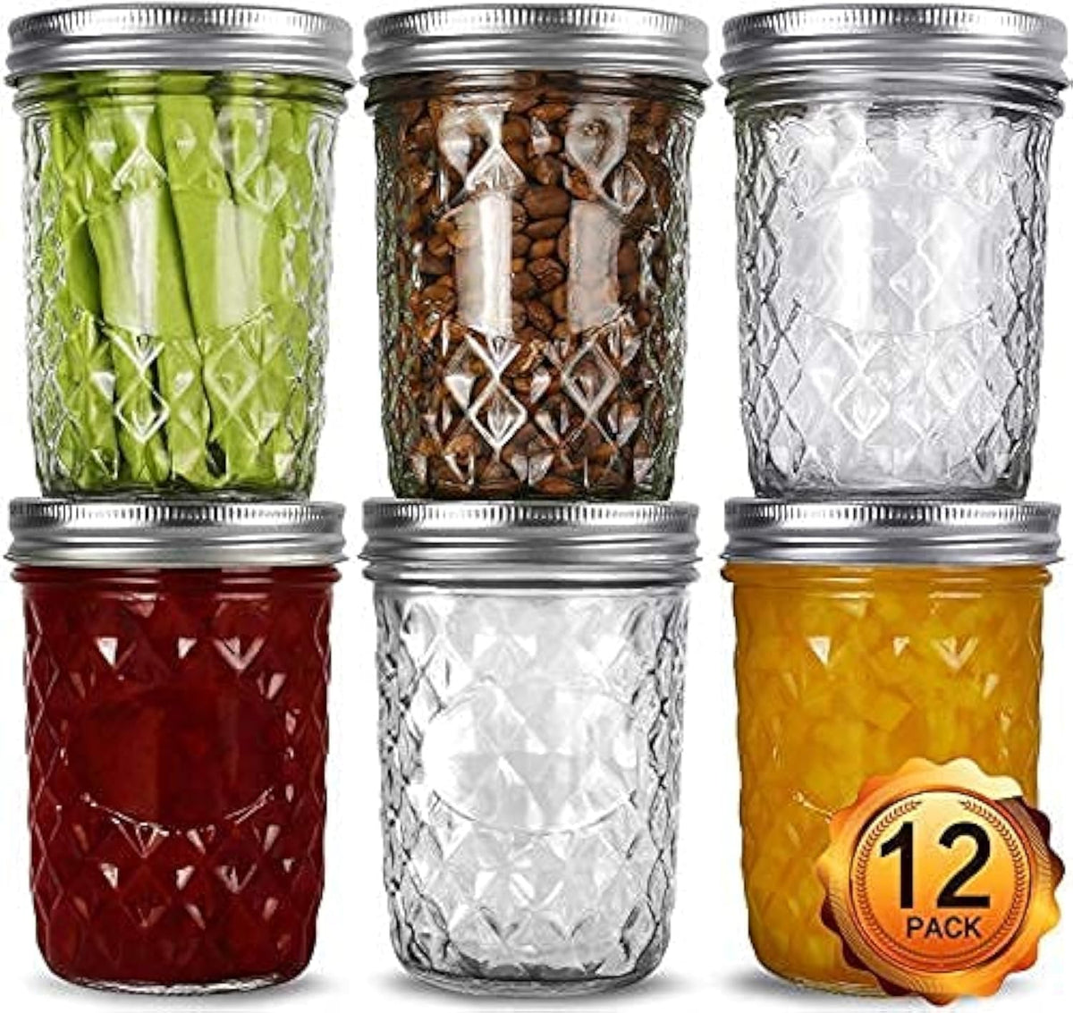 12 Packs 16oz Wide Mouth Mason Jars with Lids and Bands K64717