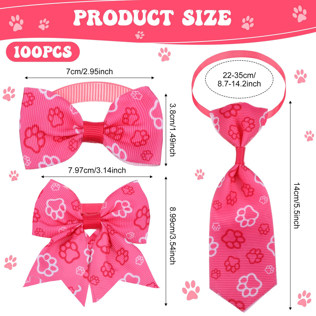 100 Pieces Dog Bow Tie Collar Set I319989