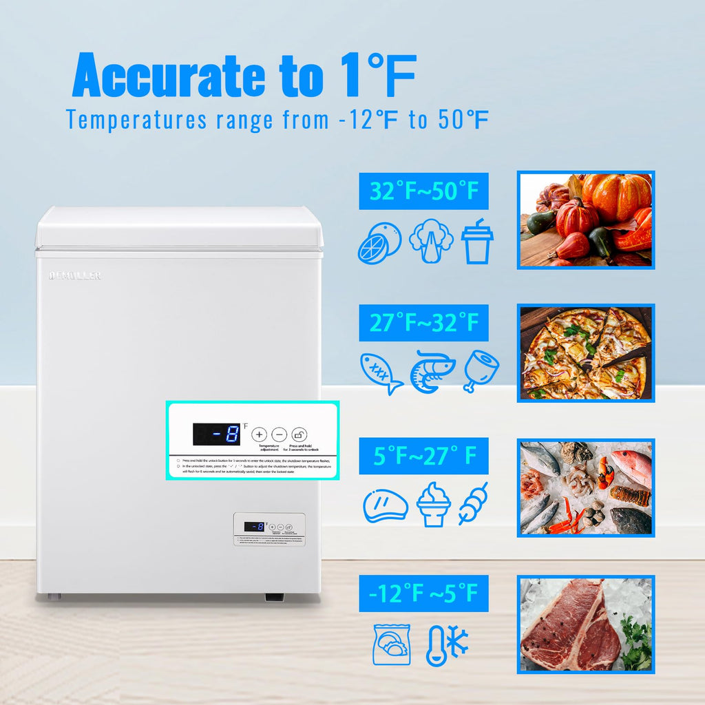 3.5 CU.FT White Chest Freezer with Two Removable Baskets V588