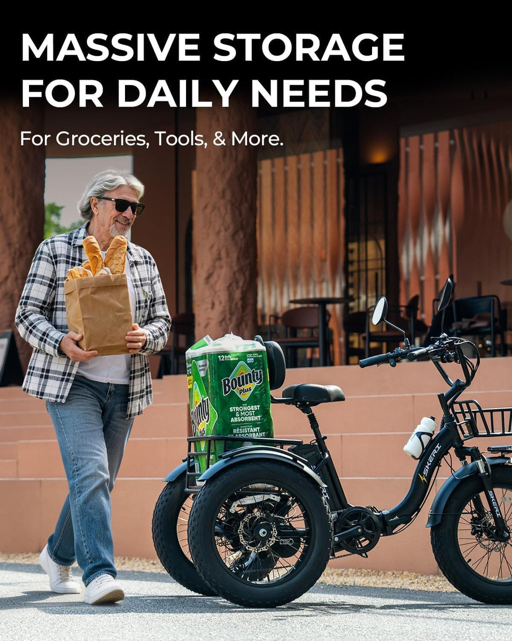 750W Folding Fat Tire Electric Tricycle with Basket W507385