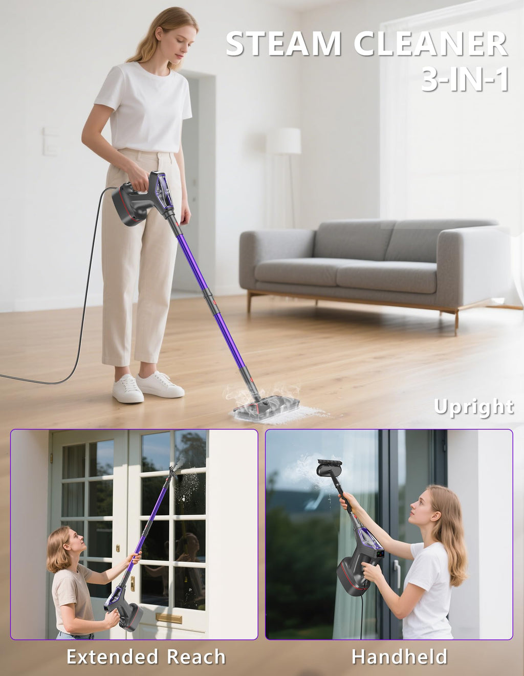 Heavy Duty All-in-One Steam Mop with Detachable Handheld Steamer O941