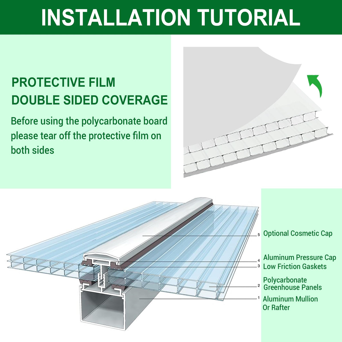 12 PCS Polycarbonate Greenhouse Panels 4' x 2' x 0.32'' P78653