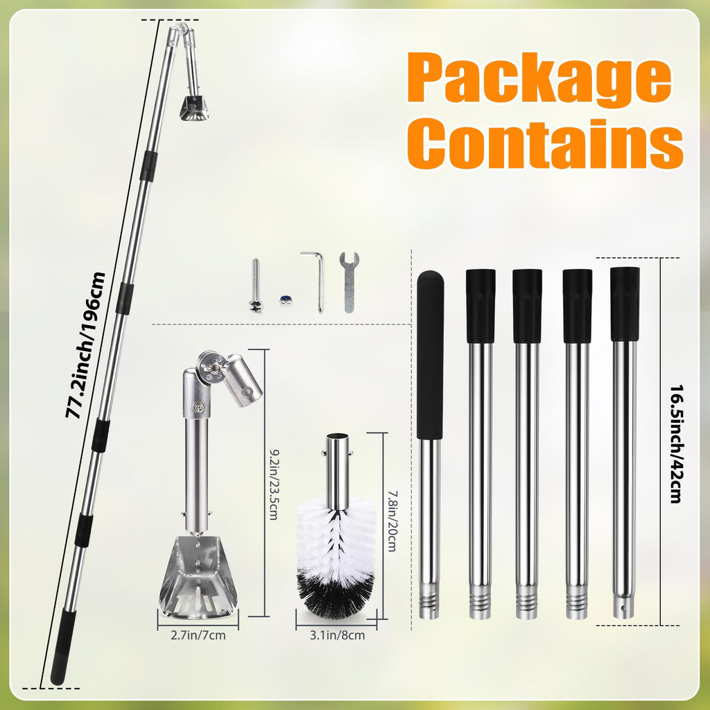 6.4FT Gutter Cleaning Tools with Extension Pole & Brush Q457