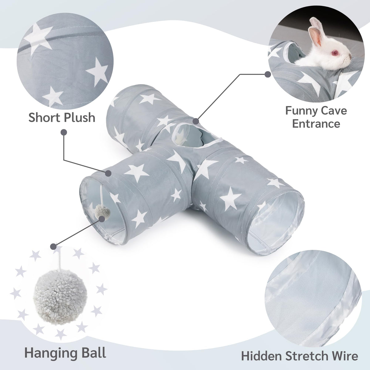 3 Way Collapsible Rabbit Tunnel Toy J757