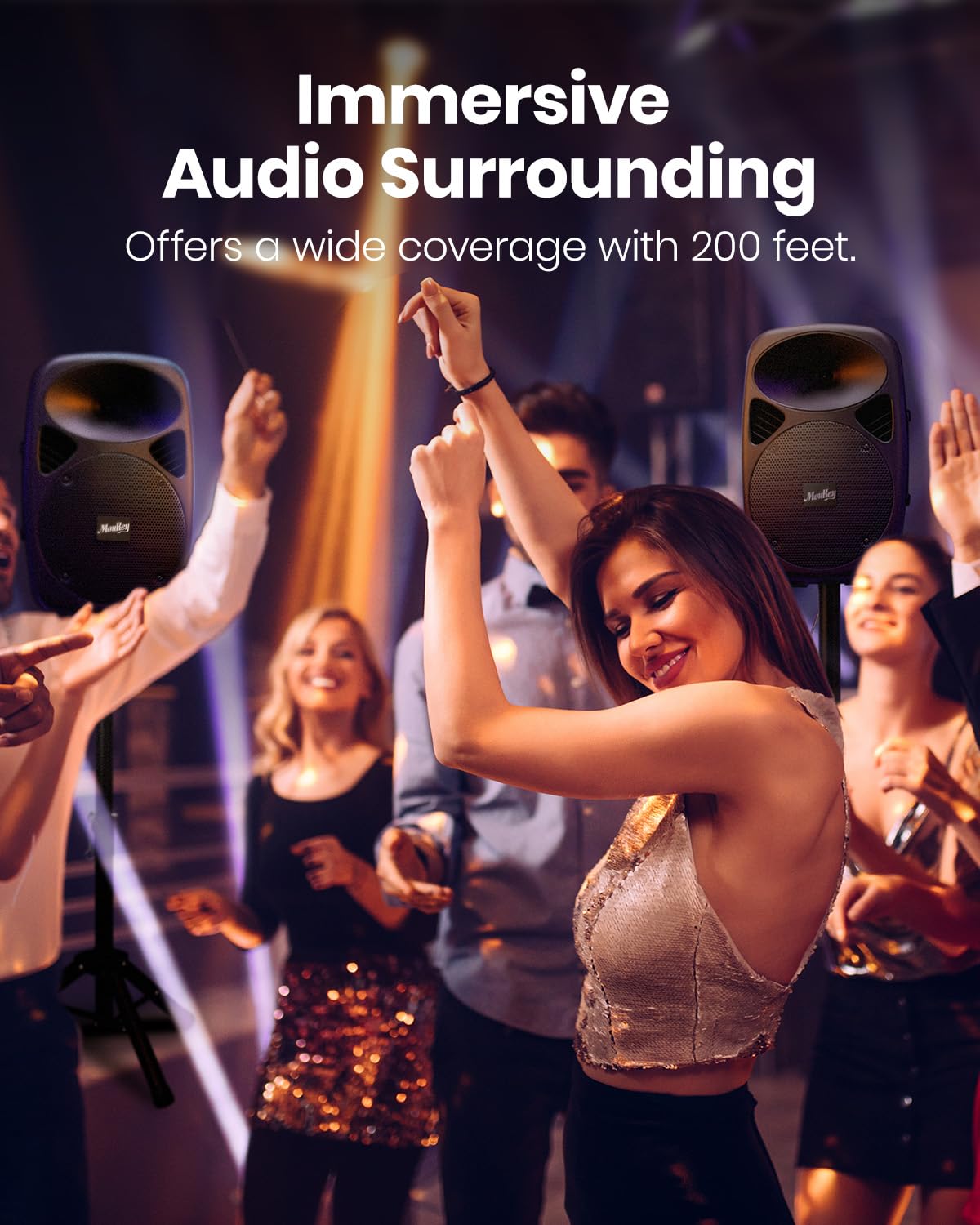 8 Inch Rechargeable Bluetooth PA System with Tripod Stands, Wired Mic J12771