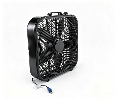 20 Inch Black 3-Speed Box Fan with Handle K408