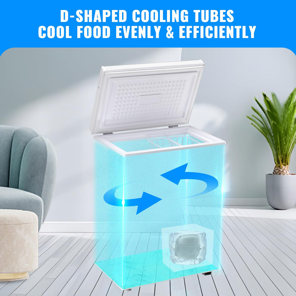 3.5 CU.FT White Chest Freezer with Two Removable Baskets V588