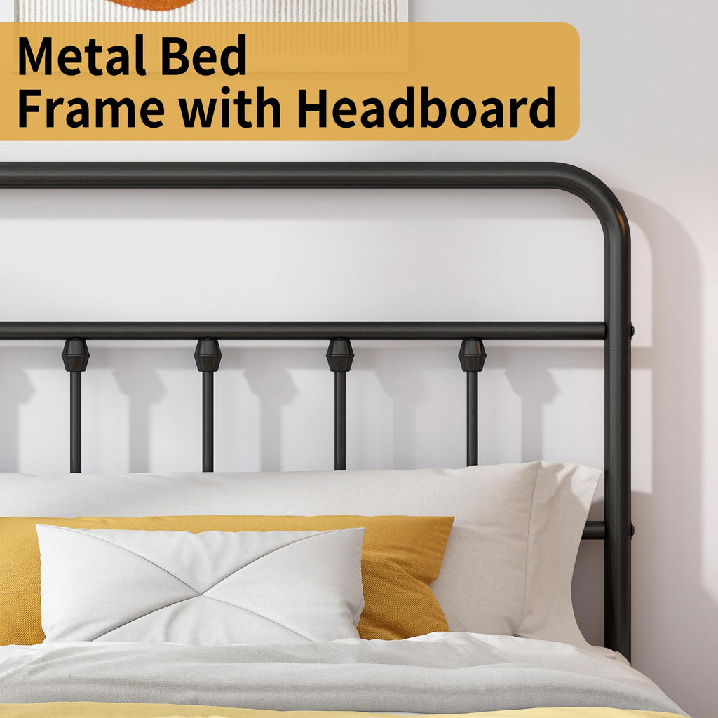 Queen Metal Bed Frame with Victorian Headboard & Footboard D485558