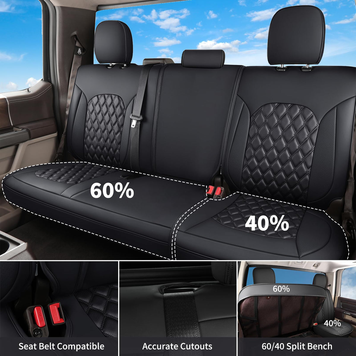 Leather Full Set Pickup Truck Seat Covers V1558