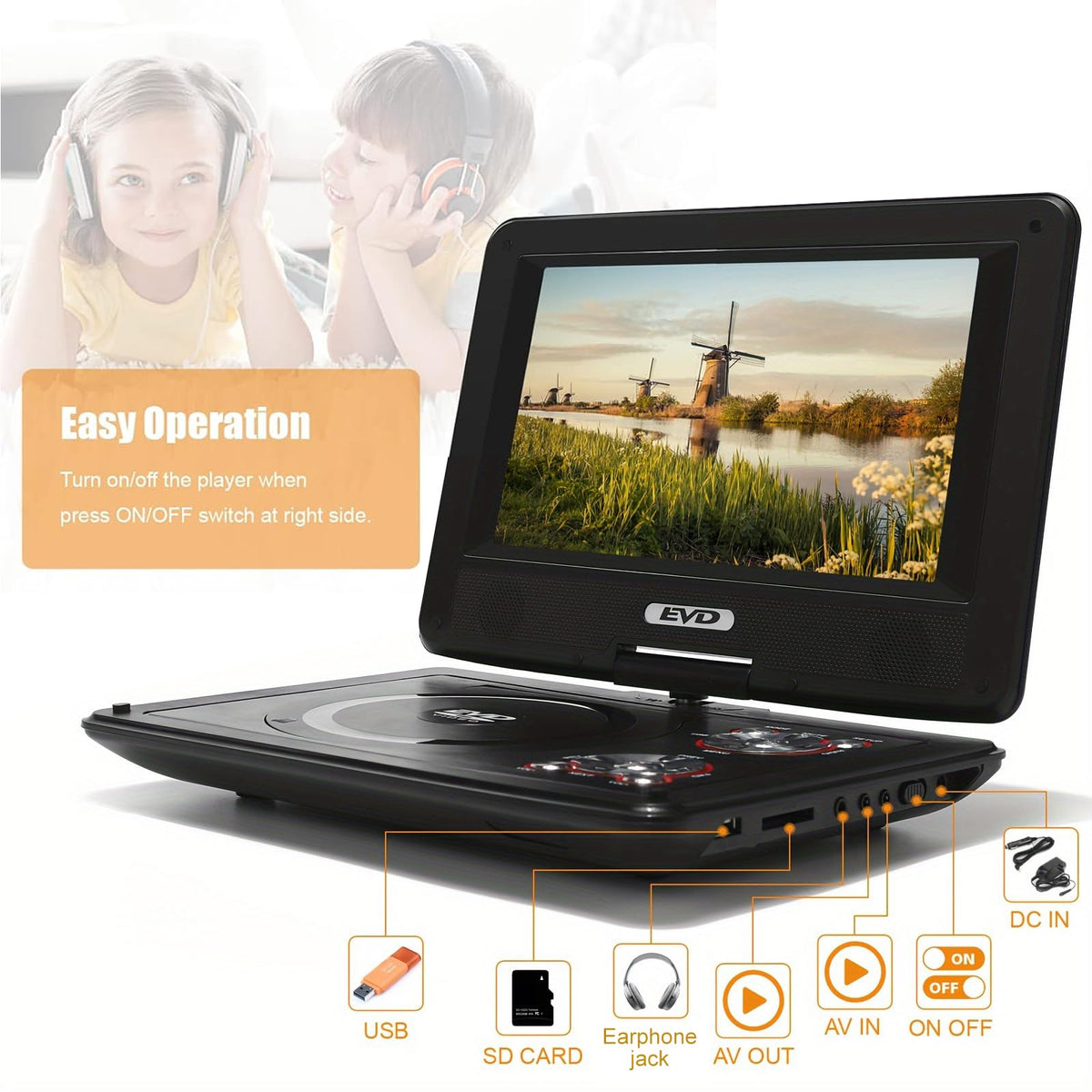 11.5" Portable DVD Player with 9.5" Swivel Screen N56203