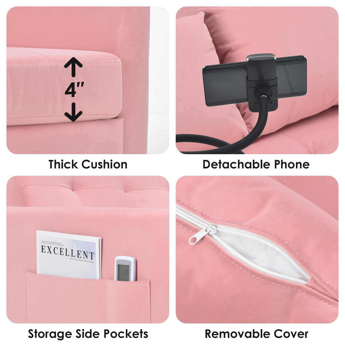 Pink Convertible Sleeper Sofa Bed R269