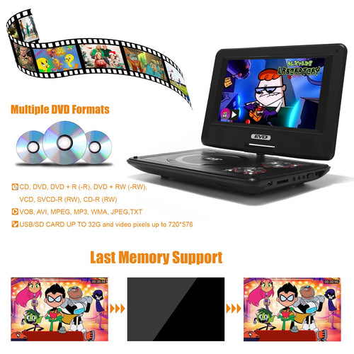 11.5" Portable DVD Player with 9.5" Swivel Screen N56203