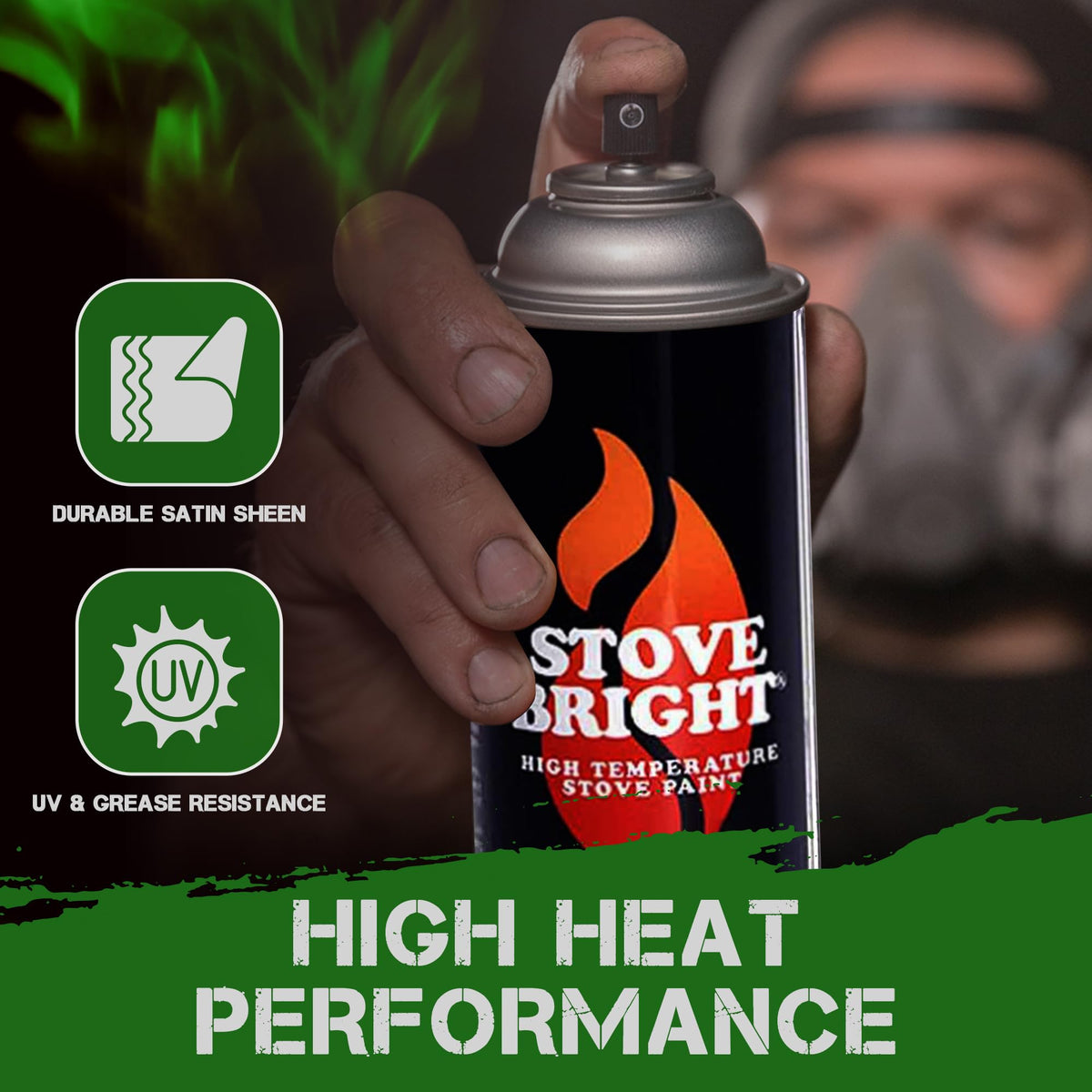 High Temp Satin Spray Paint for Metal, Forest Green, 12 Oz F679