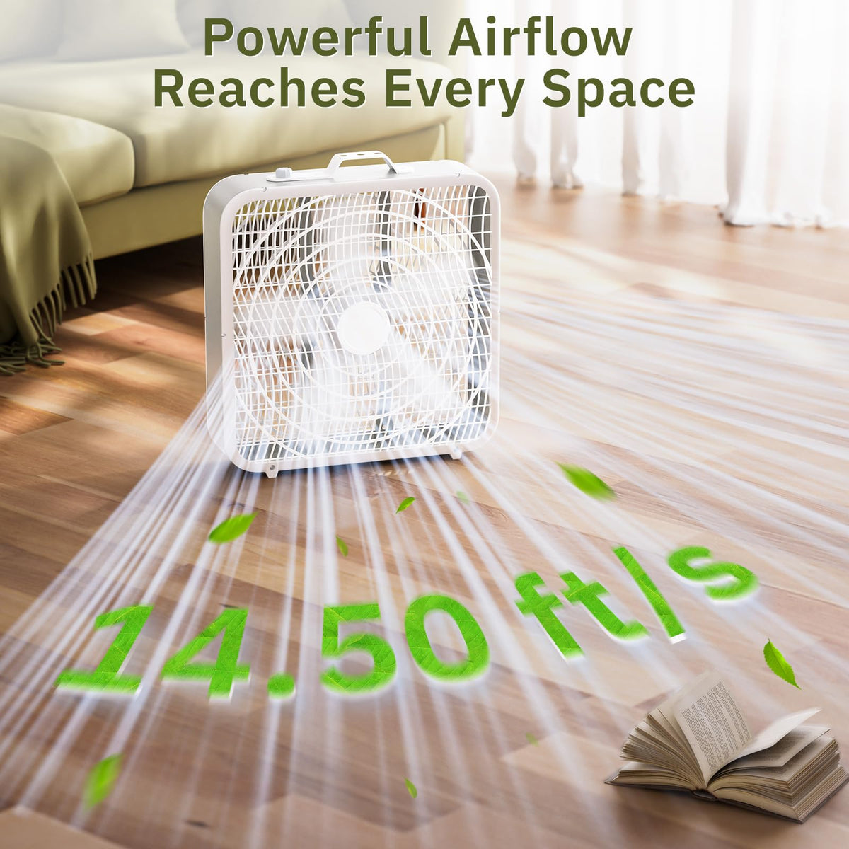 20” Box Floor Fan, 3-Speed White E7141