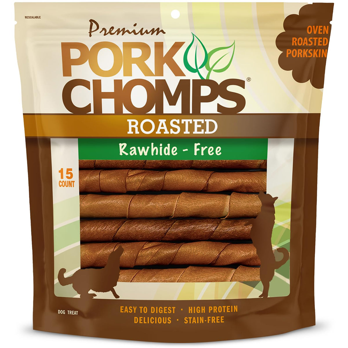 Roasted Pork Skin Dog Chews 6in Twists 15 Count H7952