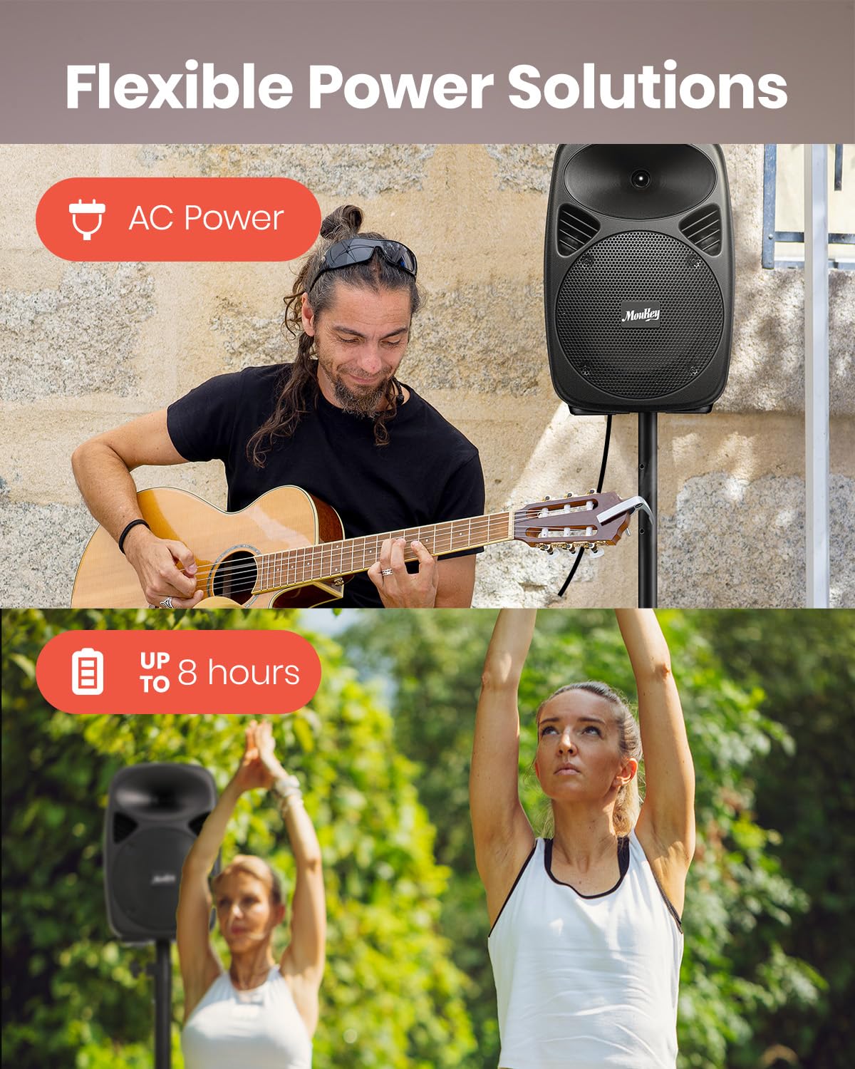 8 Inch Rechargeable Bluetooth PA System with Tripod Stands, Wired Mic J12771
