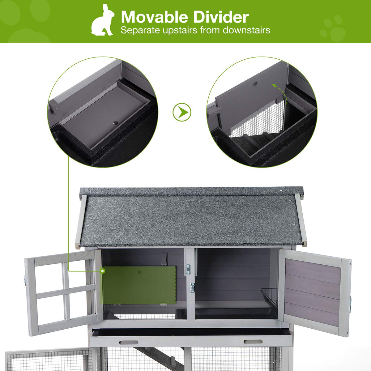 Indoor Rabbit Hutch with Removable Tray and Ramp M469