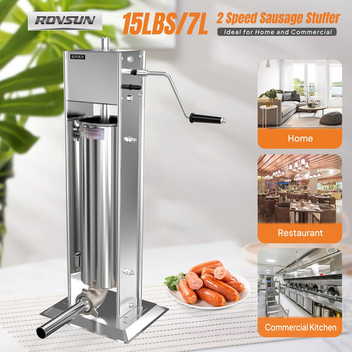 15LBS/7L Two Speed Stainless Steel Vertical Sausage Stuffer Y6266