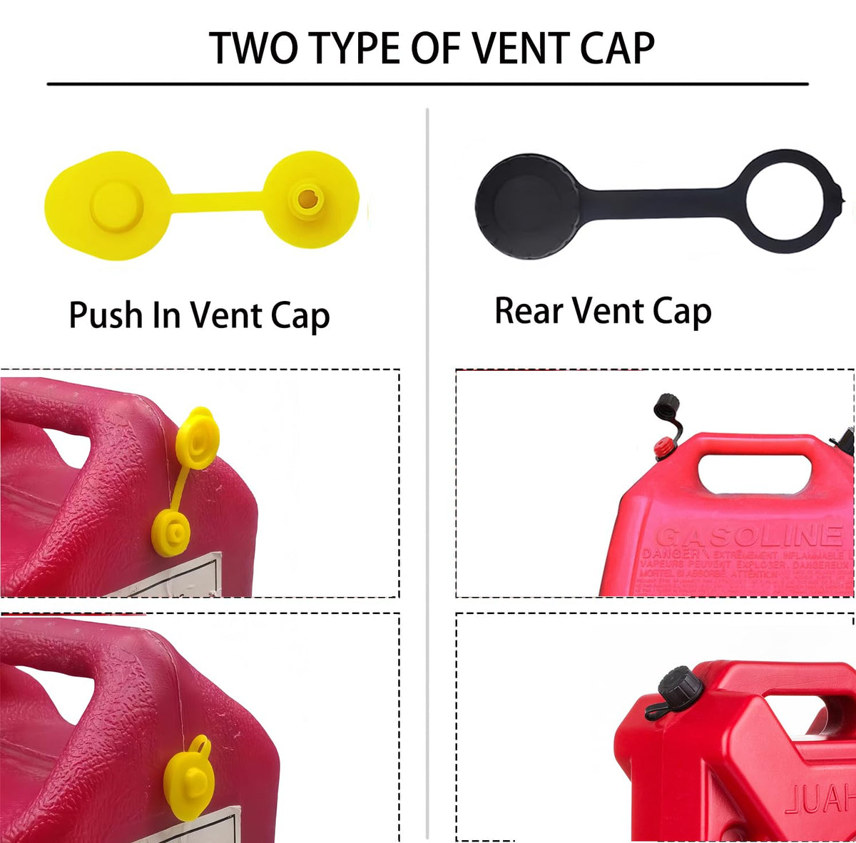 Gas Can Spout Replacement Kit with Gaskets Vent Cap Black 3 Kit N62998