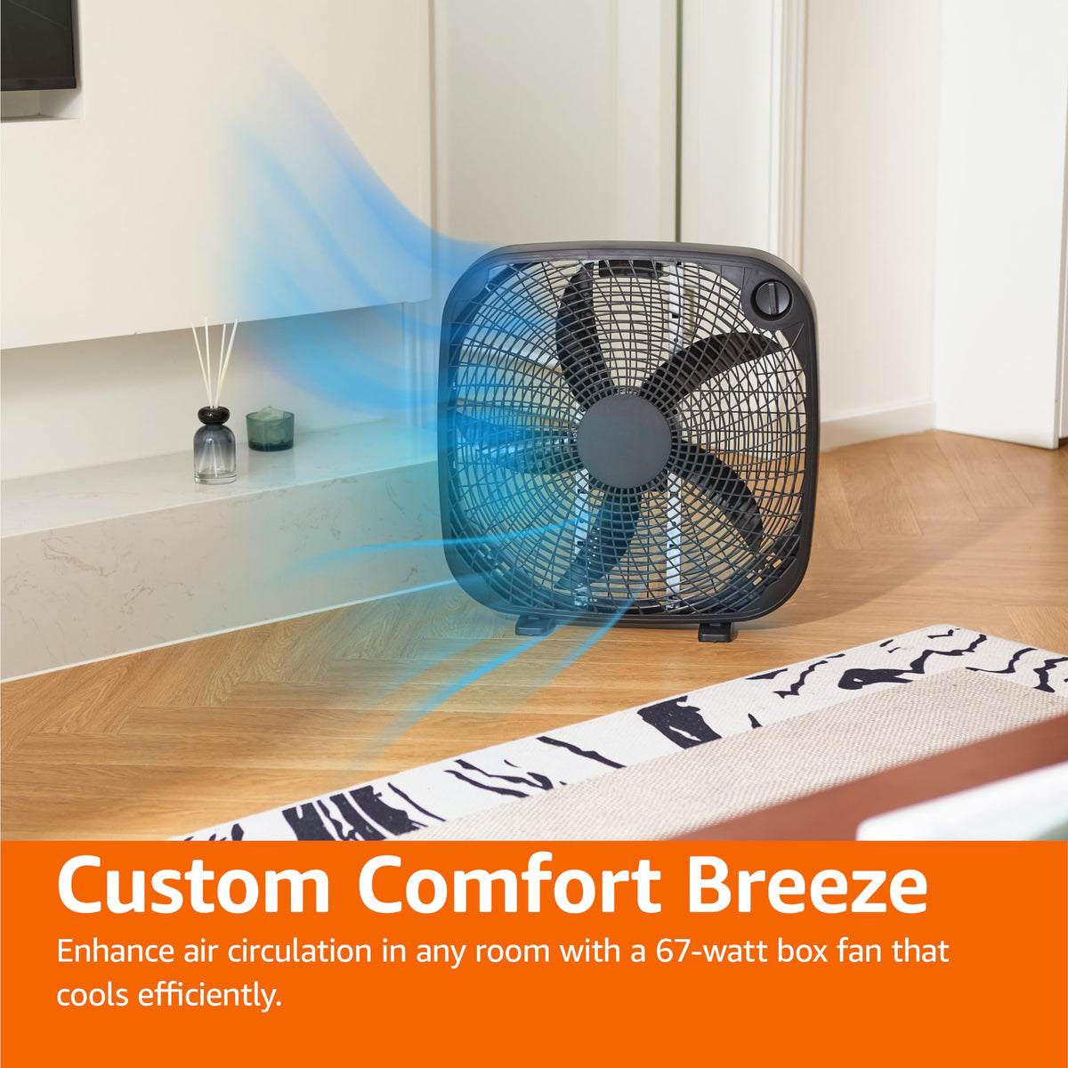 Black 20-Inch 3-Speed Box Fan with Carry Handle I195