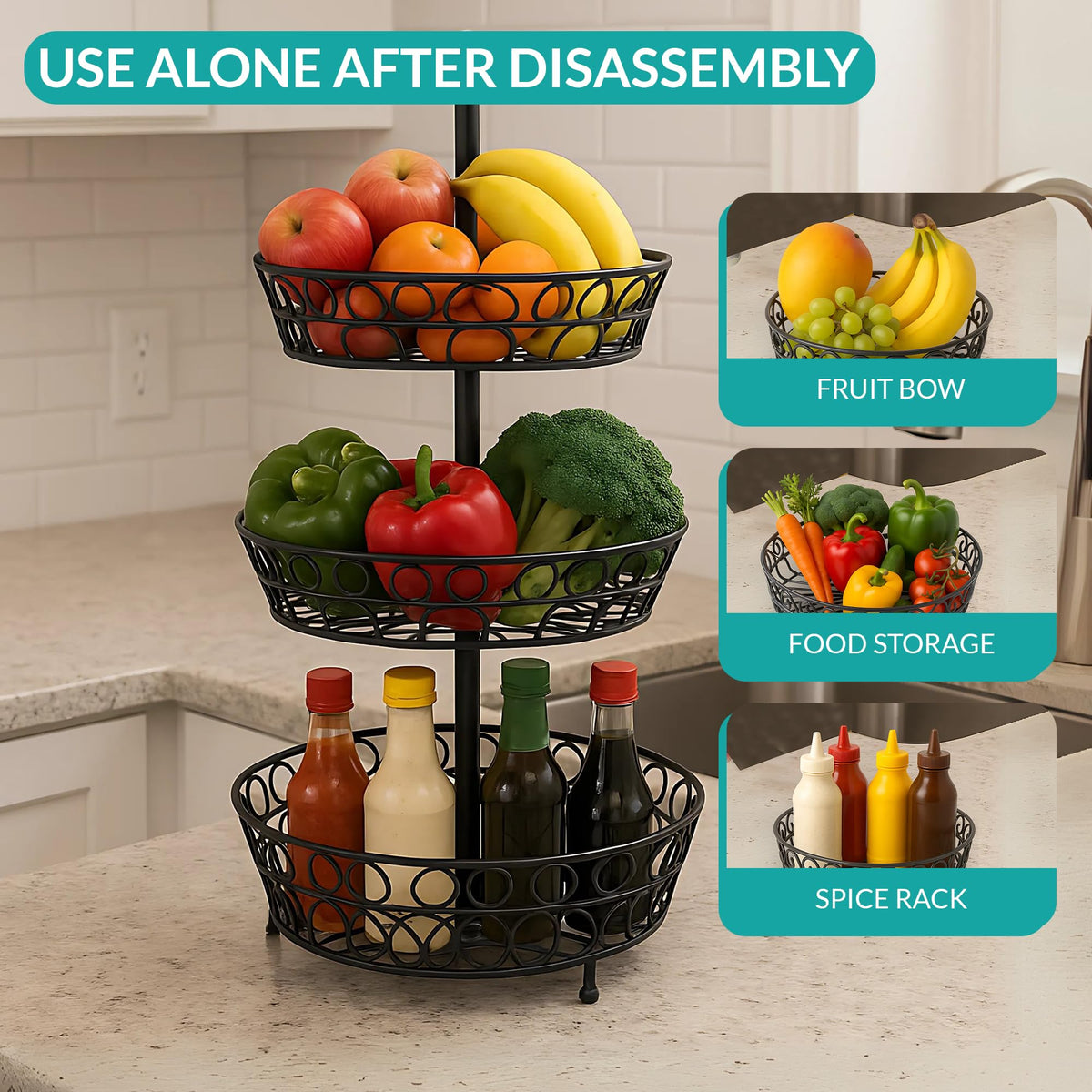 3-Tier Metal Fruit Basket Y69930