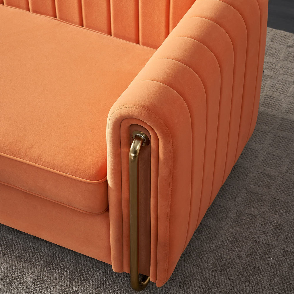Tufted Velvet Sofa with Golden Metal Legs P48012