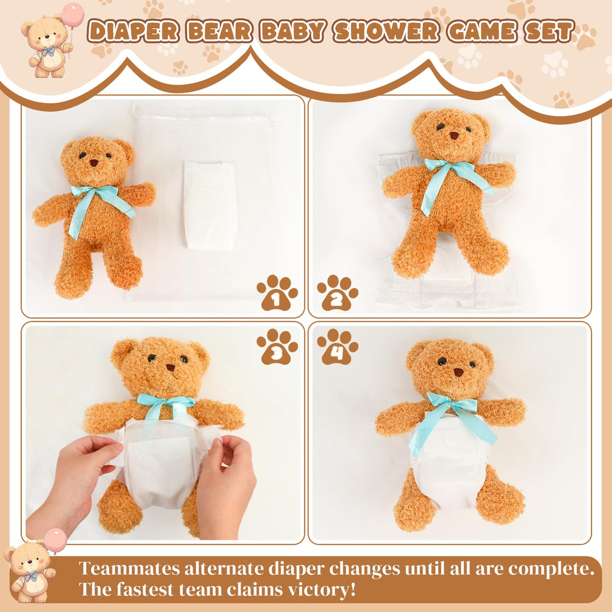 25 Pack Baby Shower Games Blindfold Diaper Changing Kit L259