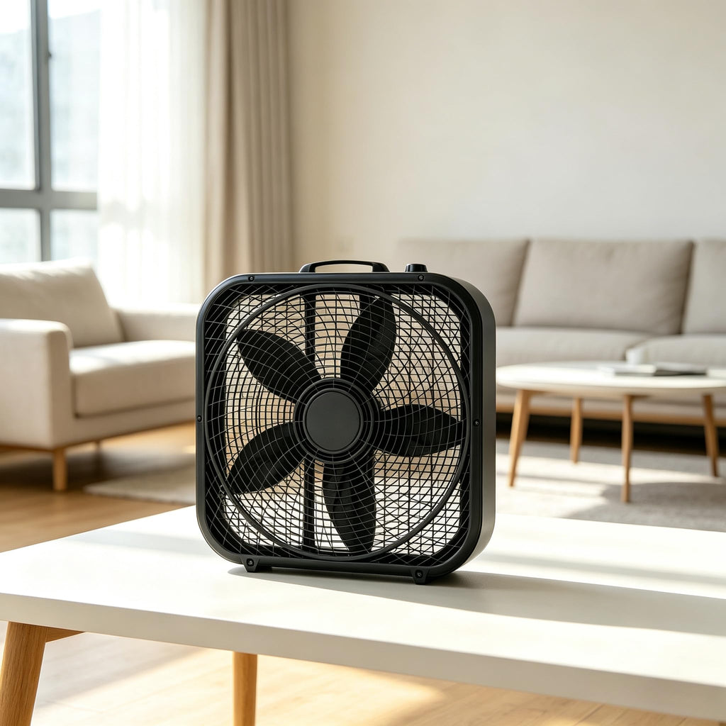 20 Inch Black 3-Speed Box Fan with Handle K408