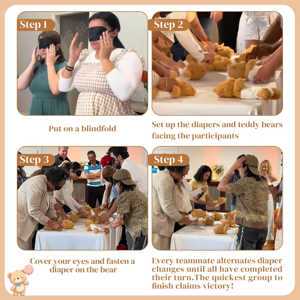 25 Pack Baby Shower Games Blindfold Diaper Changing Kit L259