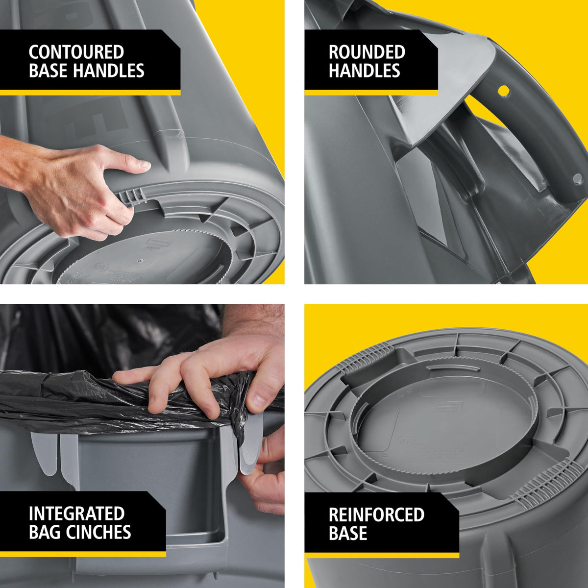 44-Gallon Gray Heavy-Duty Round Trash Container V973