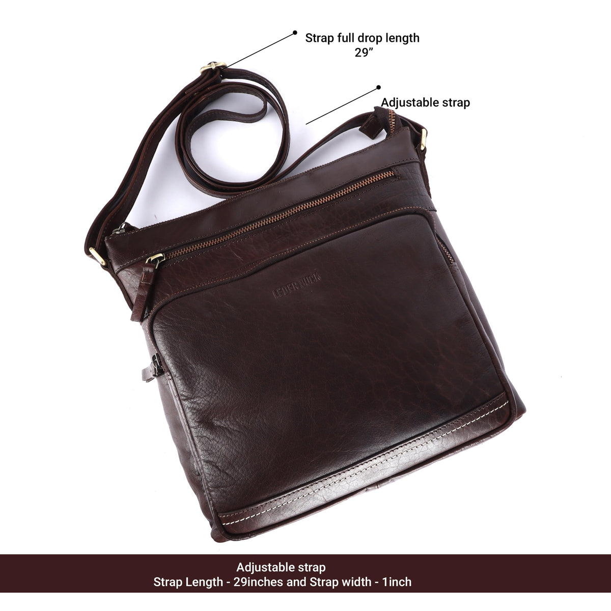Extra-Large Genuine Leather Crossbody Purse I8678