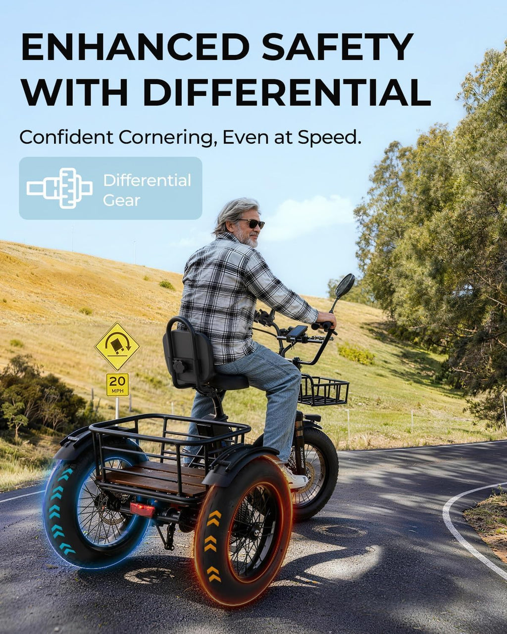 750W Folding Fat Tire Electric Tricycle with Basket W507385