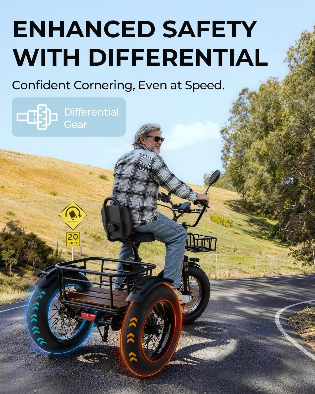 750W Folding Fat Tire Electric Tricycle with Basket W507385