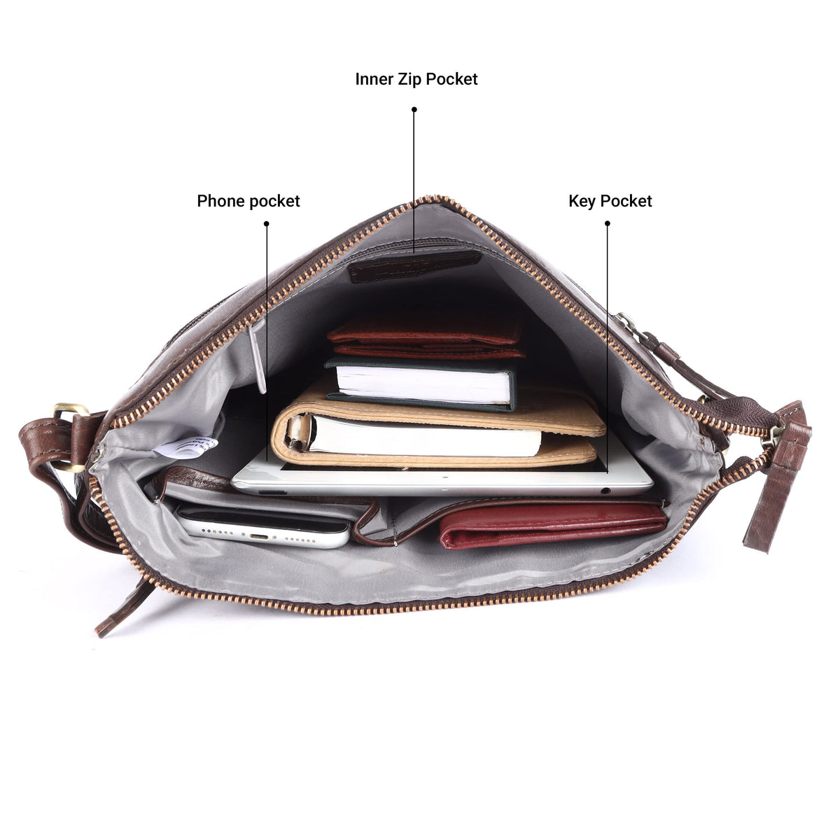 Extra-Large Genuine Leather Crossbody Purse I8678