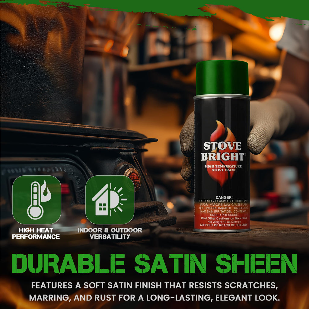High Temp Satin Spray Paint for Metal, Forest Green, 12 Oz F679