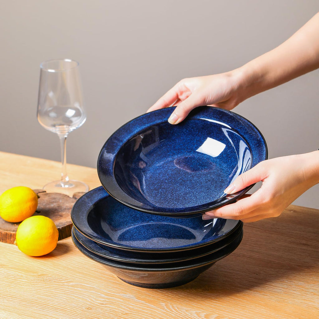 Blue 27oz Ceramic Soup Bowls Set of 4 A434491
