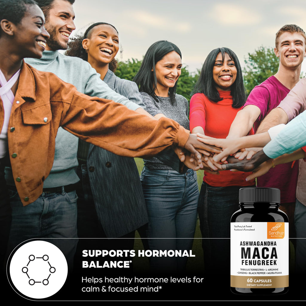 Maca Root Fenugreek Ashwagandha L-Arginine Ginseng Muira Puama Herbal Supplement 60 Capsules Z53015